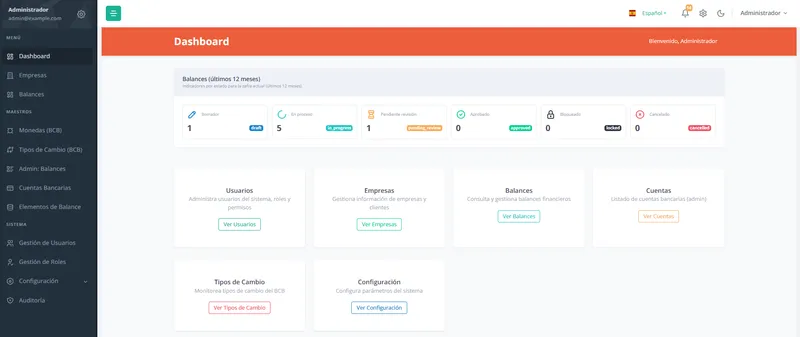 Sistema de Gestión de Balances — screenshot